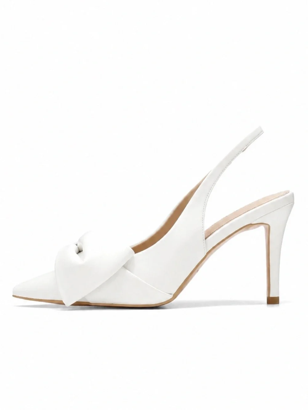 NWT Slingback Heels with Bow Pointed Toe Pumps with Elasticated Strap 3.3" S 8 - Picture 2 of 5